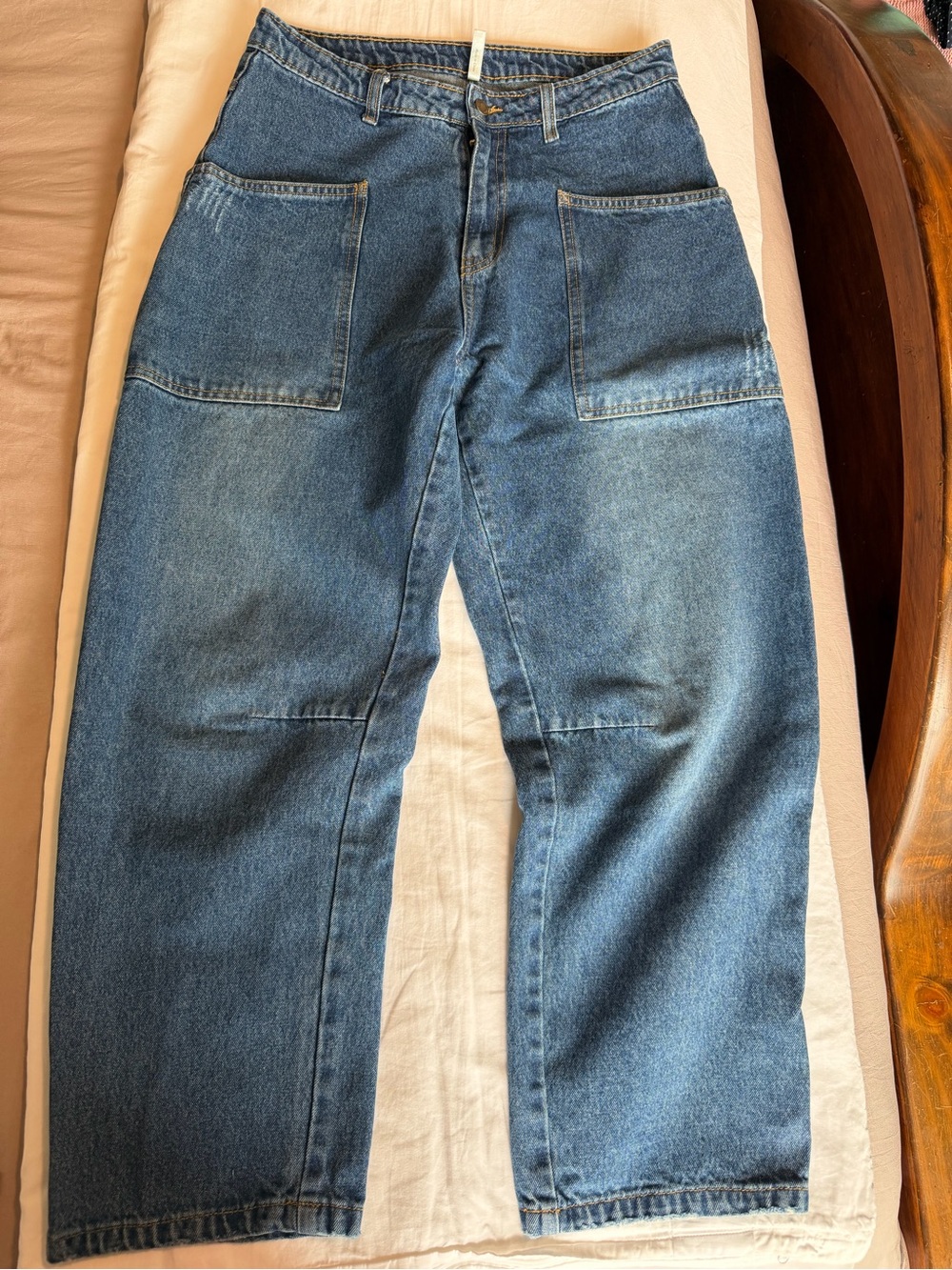 Rylee + Cru Relaxed Straight Jeans in Medium Blue Wash